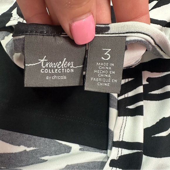 Chico's travelers zebra print tunic with attached cardigan sz 3 (XL 16) - Picture 6 of 10